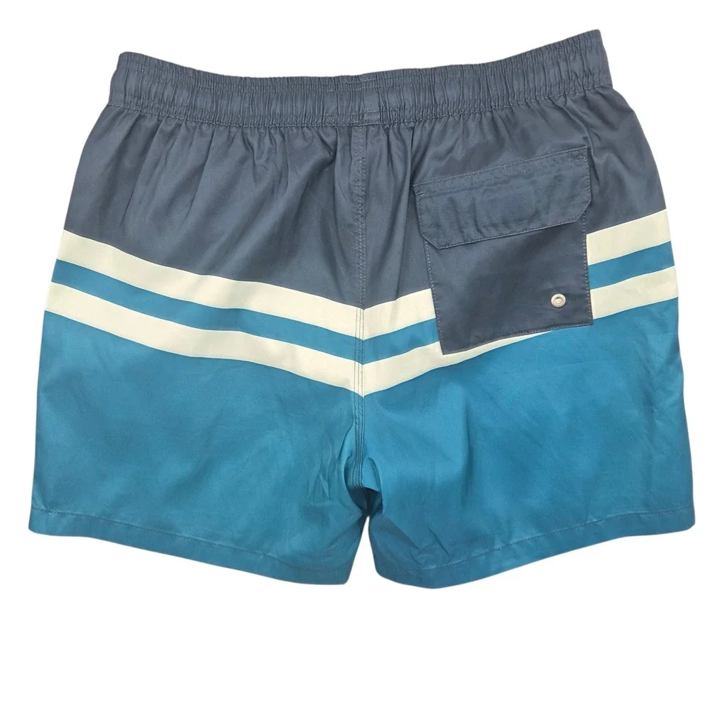 Barbour Mens Blue Striped Colorblock Swim Shorts MSW0045NY91 Size M